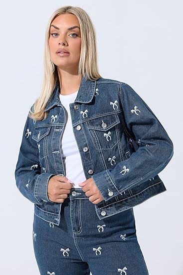 Bow Embroidered Denim Jacket