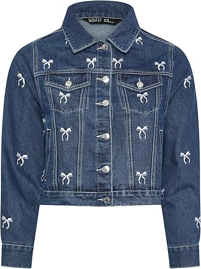 Bow Embroidered Denim Jacket